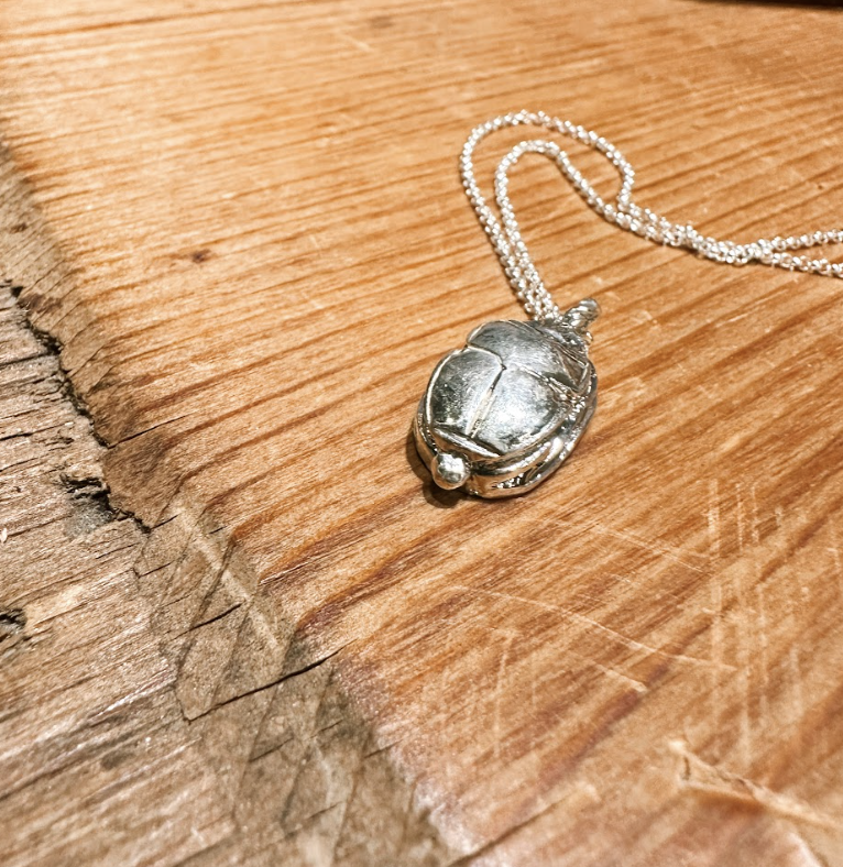Scarab Pendant Necklace - STERLING SILVER