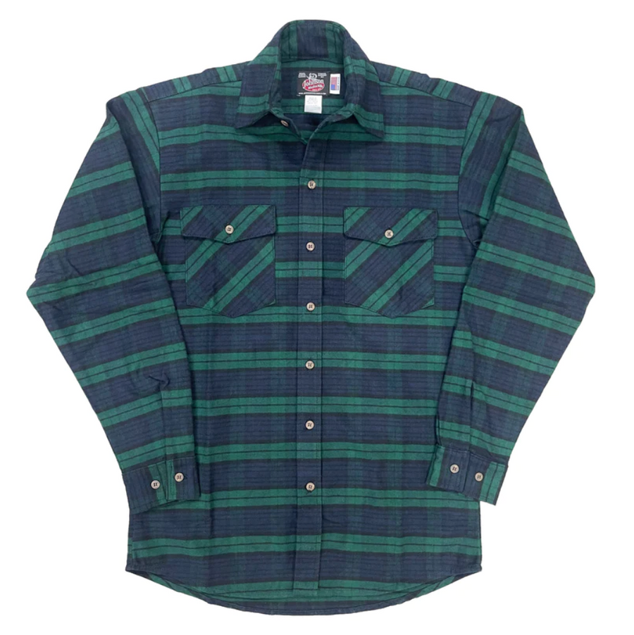 Blackwatch Green and Navy Plaid Men's Flannel Shirt
