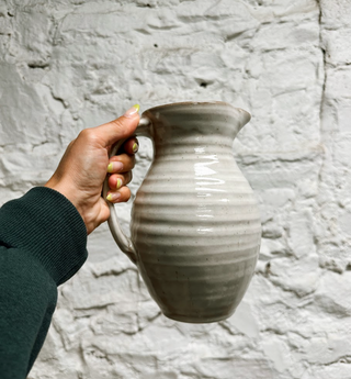 Laura White Pottery Medium Pitcher with Handle
