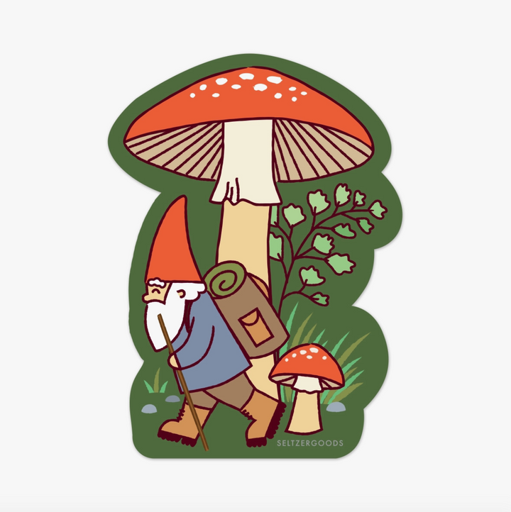 Hiking Gnome Sticker