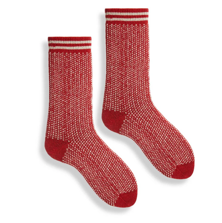 Cashmere/Wool Nordic Birdseye Women's Socks - Red