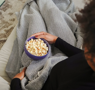 Herringbone Eco-Throw Blanket - Grey/Milk