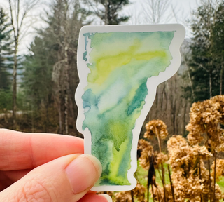 Green Watercolor Vermont Vinyl Sticker