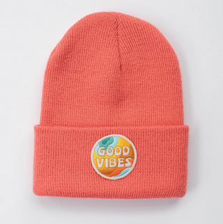 Infant/ Toddler Beanie - Good Vibes Coral