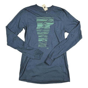 Mountains of Vermont Blue Long Sleeve with Aqua Ink