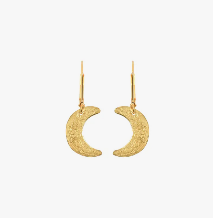 Small Brass Moon Earrings