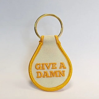 Give A Damn Embroidered Key Tag