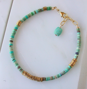 Turquoise and Brass Bracelet
