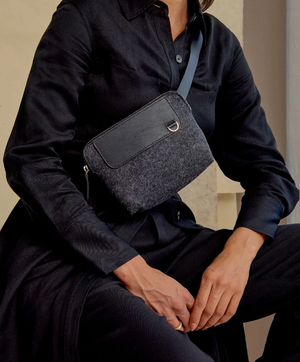 Bedford Belt Bag - Charcoal Felt &amp; Black Leather