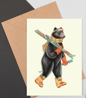 Bear Skiing Card - AL7