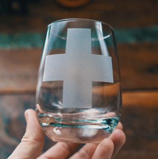 Etched Ski Patrol Wine Glass