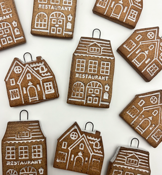 Handmade Ceramic Gingerbread Christmas Ornament - Set of 2