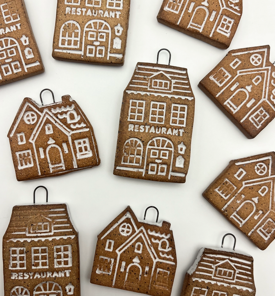 Handmade Ceramic Gingerbread Christmas Ornament - Set of 2