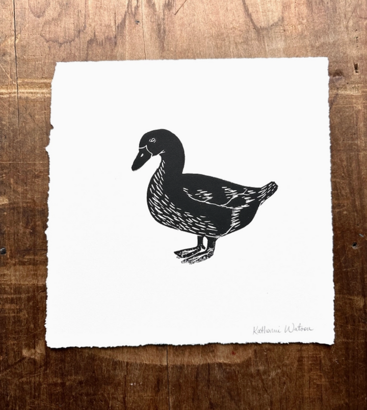 Duck Hand Blocked Art Print - 10x10