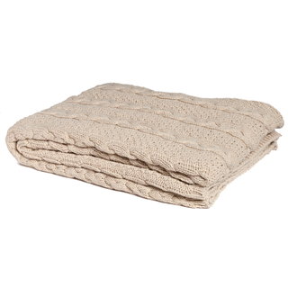 Eco Chunky Cable Throw - Flax
