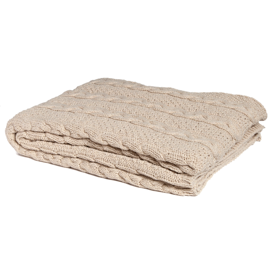 Eco Chunky Cable Throw - Flax