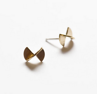 Brass Pinwheel Stud Earrings - EA-TS-03