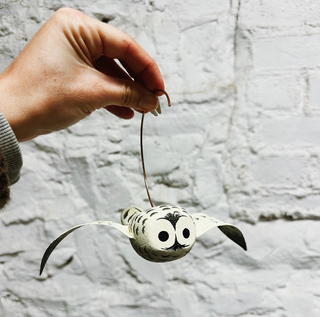 Hanging Handpainted Wooden Snowy Owl Figurine