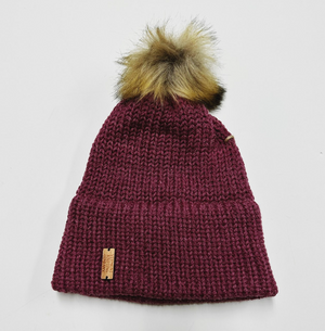 Made in Vermont Fuzzy Pom Hat - Rose with Brown Pom