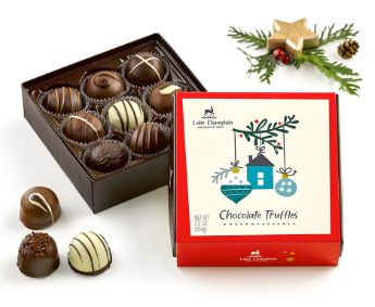 Lake Champlain Chocolates Christmas Truffle 9 Piece Box