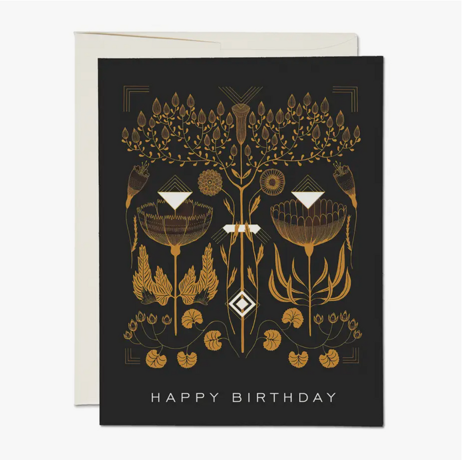 Amber And Gold Botanical Bday Card - RC5