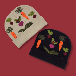 Root Vegetables Tan Knit Beanie