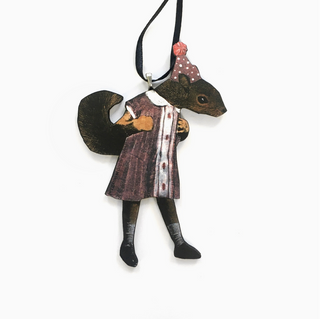 Wooden Collage Christmas Ornament - Squirrel