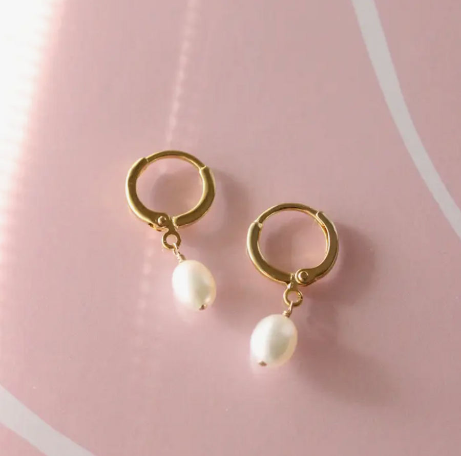 Pearl Huggie Earrings