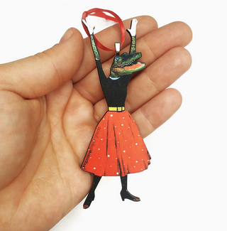 Wooden Collage Christmas Ornament - Alligator