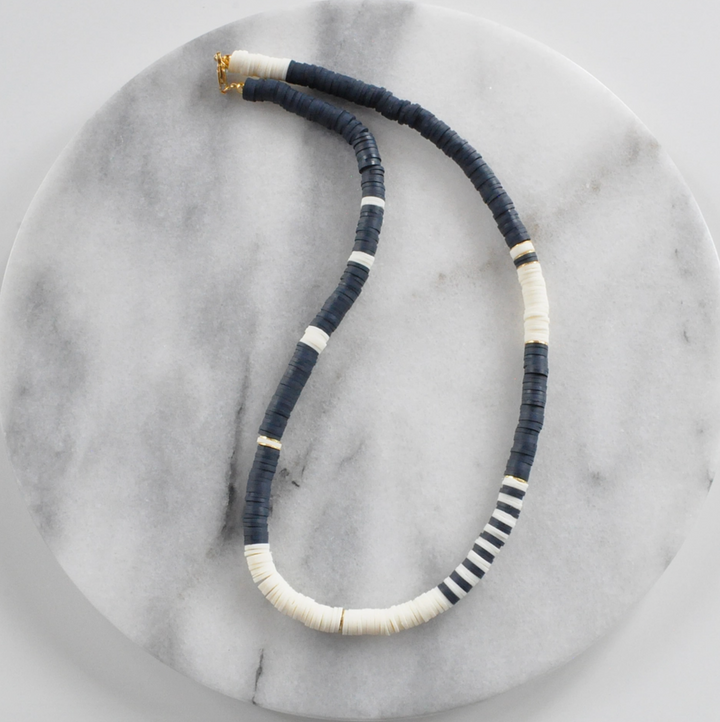 Heishi Bead Necklace - Midnight/Ivory