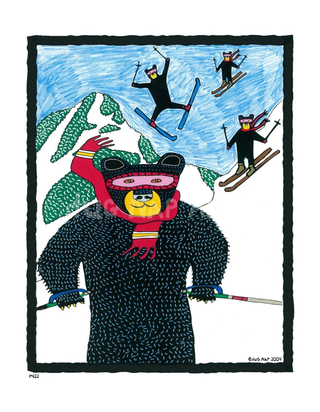 Bears Skiing Mini Print