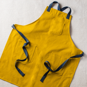 Cotton Canvas Apron in Mustard Yellow