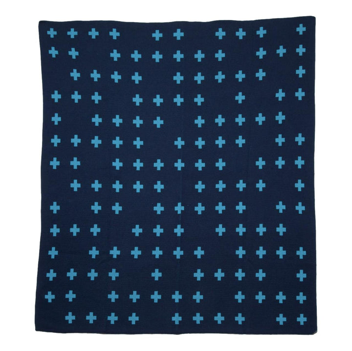 Modern Scatter Cross Throw Blanket - Marine / Turquoise 50x60