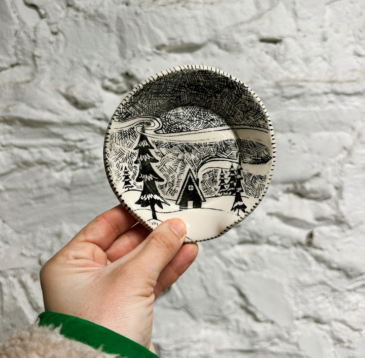 Handmade Ceramic White Forest Spoon Rest