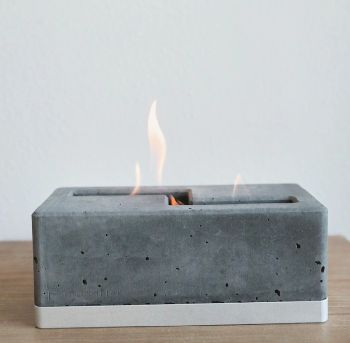 XL Table Top Concrete Fireplace - Silver