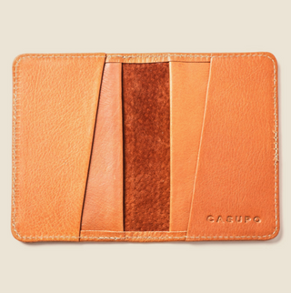 Leather Vertical Wallet With RFID Protection - Whiskey