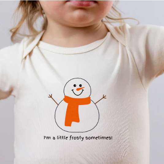 Simply Chickie Baby Snowman frosty Long Sleeve Organic Cotton Onesie