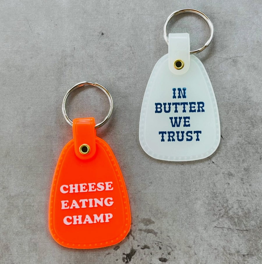 In Butter We Trust Saddle Keychain - Glow In the Dark