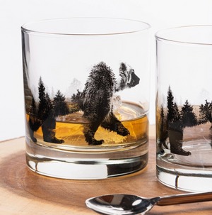 Double Exposure Bear Whiskey Glass