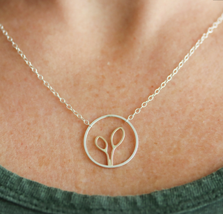 Sprout Necklace - Sterling Silver &amp; 14k Gold Fill Mix 16"