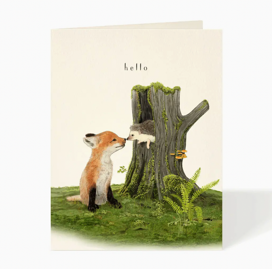 fox and hedgehog hello card - FD2