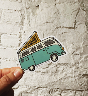 VW Bus Camper Vermont Sticker - Teal