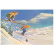 Load image into Gallery viewer, Two Women on Skis Leaping Over the Snow Art Print - 12.5&quot; x 18&quot;
