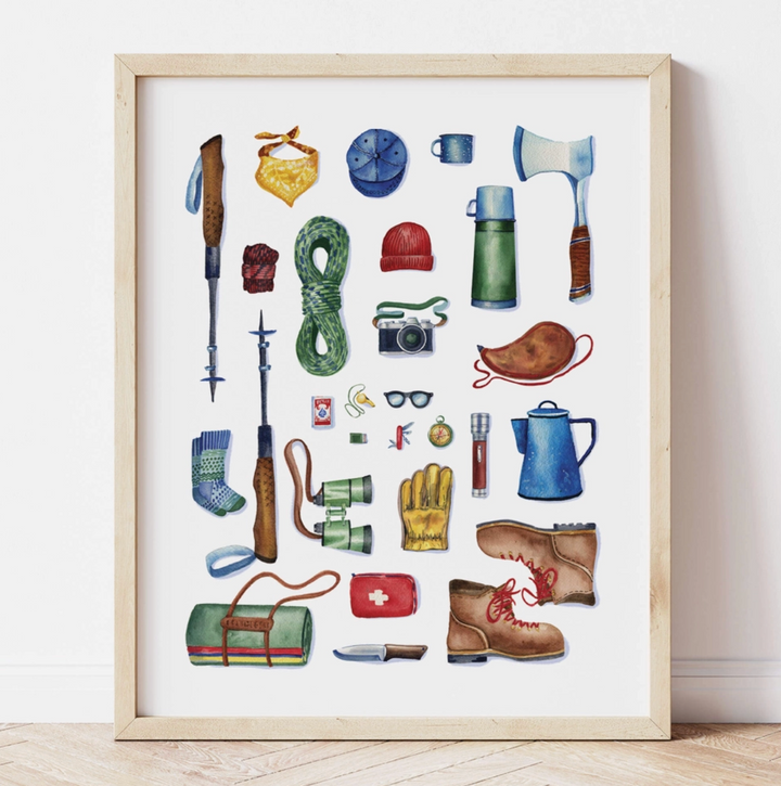 Vintage Camping Essentials Print - 11x14