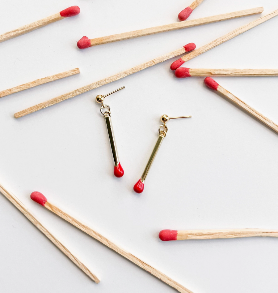 Matchstick Earrings - 18k Gold Plated