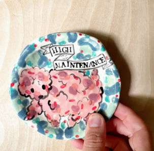 Poodle Hand Painted Plate