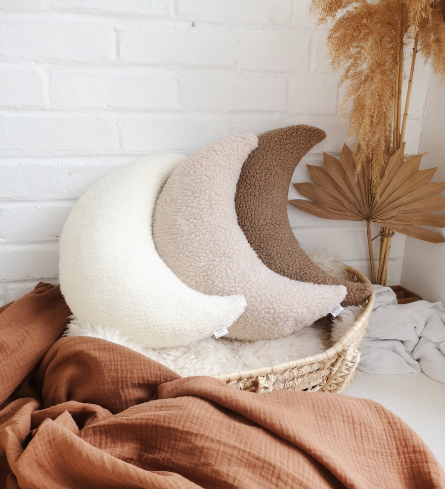 Big Moon Sherpa Fleece Cushion/ Pillow - Beige