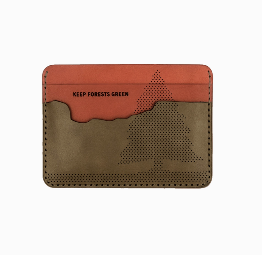 Perforated Leather Half Wallet - Giveback Collection Keep Forests Green