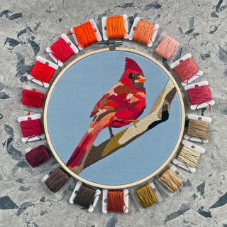 Embroidery Kit 8" With Beadwork - Cardinal