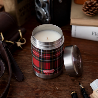 Good &amp; Well Supply Co Plaid Vintage Canteen Candle Around the Fire